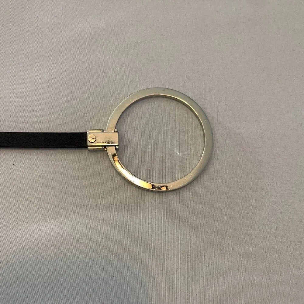 The Limited | Black Skinny Belt with Modern Silver-tone Circle & Toggle | Medium